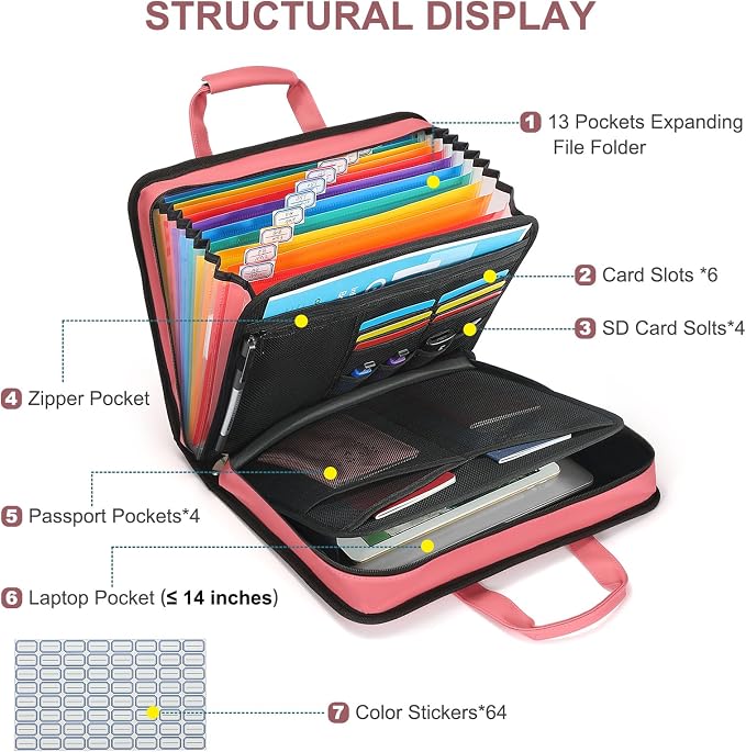 SEEKIND PU Leather Accordion File Organizer - Image 3