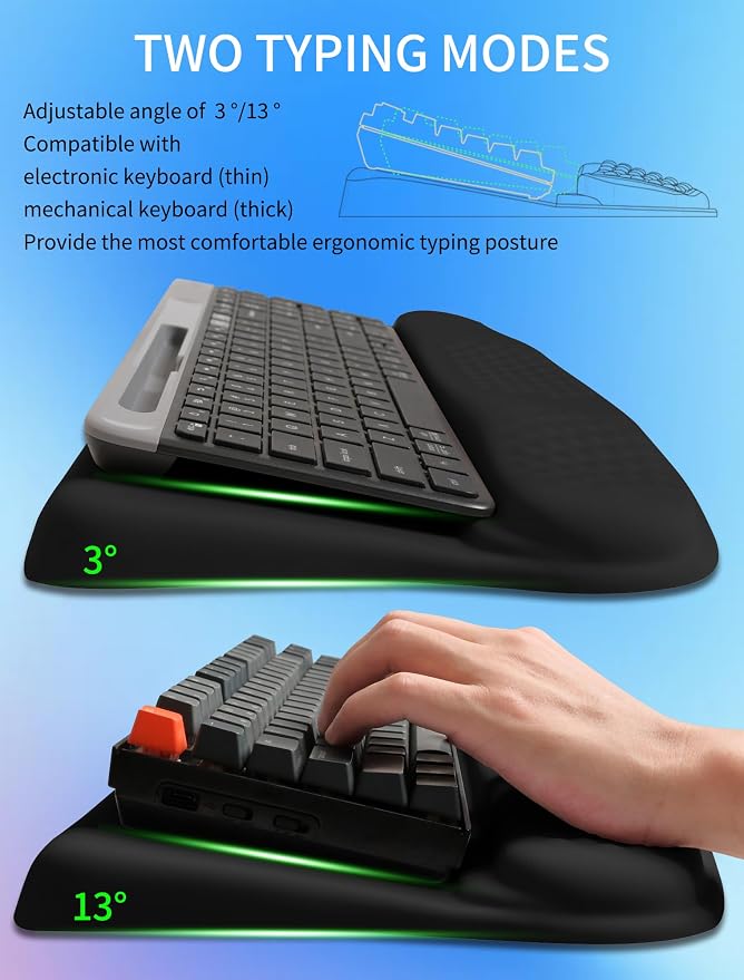 Ergonomic Wave Wrist Rest with Keyboard Stand, Cushioned Palm Rest, Comfortable - Image 2