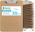 Wood Clipboards 30 Pack, Letter Size Hardboard Clip Board 8.5x11 | A4 Standard by Macroclo