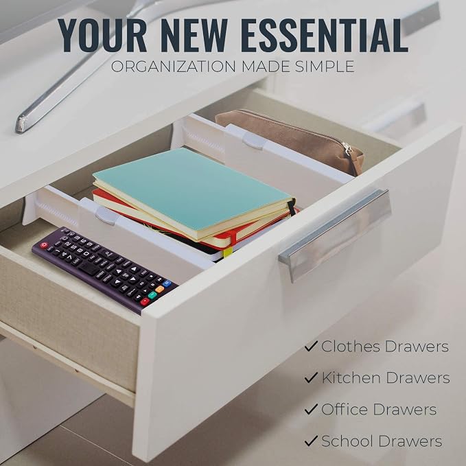 RAPTUROUS Adjustable Drawer Dividers 4 Pack, 2.5" High, 13-22" Long, Dresser - Image 5