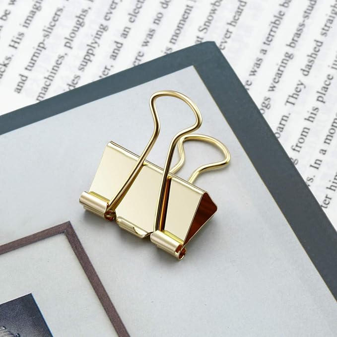 TecUnite 150 Pcs Binder Clips Assorted Sizes Gold Paper Clamps Clips Large - Image 4