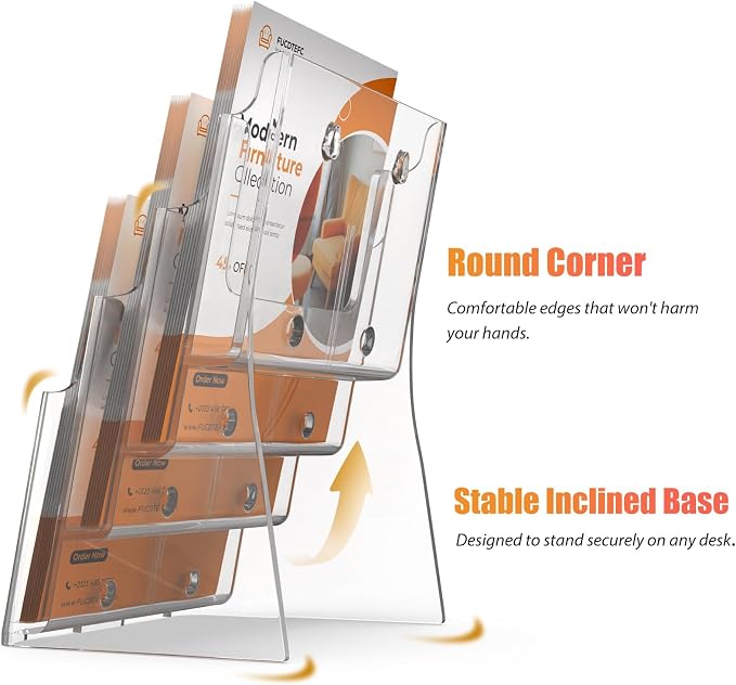 FUCDTEFC 2 Pack Acrylic Brochure Holder 8.5x11 & 4 x9 Inches, Literature - Image 5