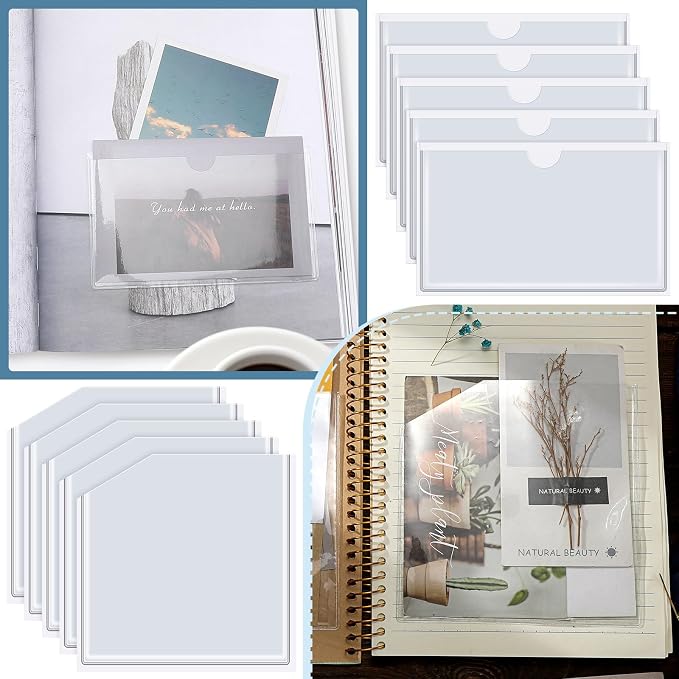 Junkin 10 Pcs Adhesive Pockets for Planners Index Card Pockets Planner - Image 4