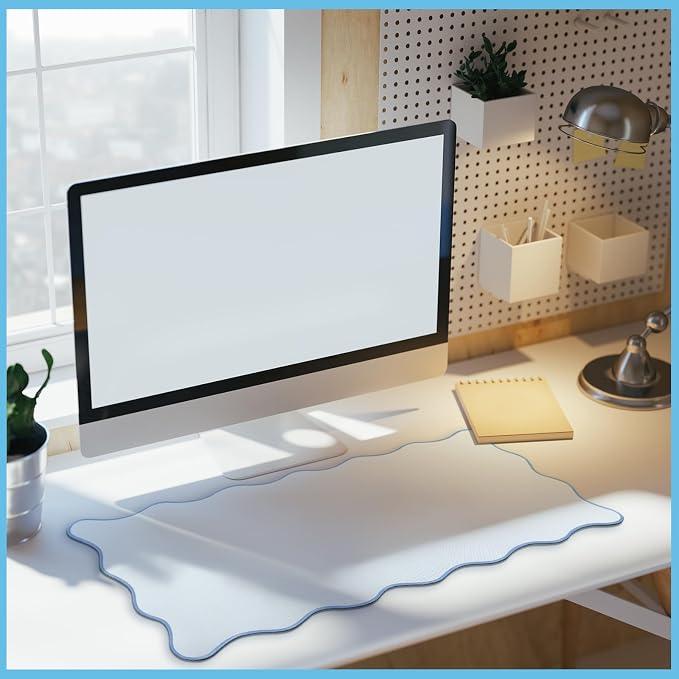 Hahafelt Scalloped Desk Mat Large Desk Pad Cute Coquette Table Mat Back to - Image 6