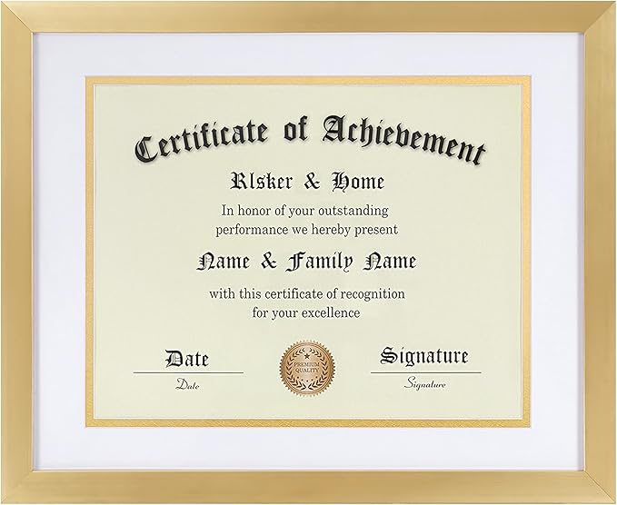 ELSKER&HOME 8.5 x 11 Certificate Frame Gold by ELSKERHOME