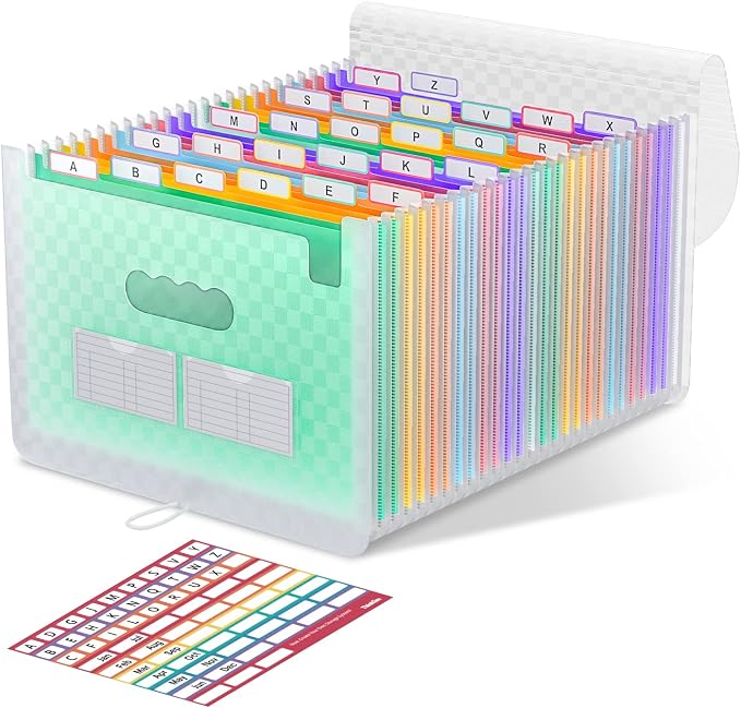 ThinkTex Accordion File Organizer, 26 Pockets Expanding File Folders, Monthly by ThinkTex