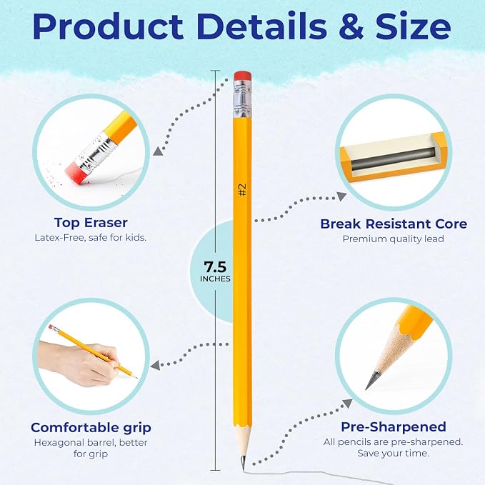 Rosmonde 50, 000 Pack Pencils Bulk, Pre Sharpened #2, - Image 2