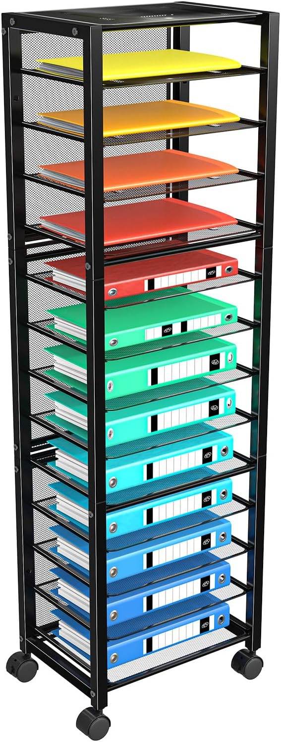 Simple Trending 14 Tier Rolling File Cart, Desk File Organizer, Paper Letter by SimpleTrending