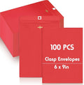 Geyee 100 Pcs Clasp Manilla Envelopes 6 x 9 Inch Gummed Colored Envelopes by Geyee