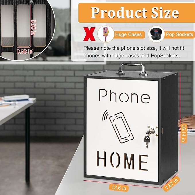 Cell Phone Holder Classroom 36 Slots Wooden Cell Phone Storage Cabinet Pocket - Image 2