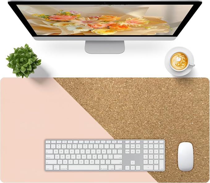 Bloss Pink Desk Mat, Leather Desk Pad, Desk Matt by Bloss