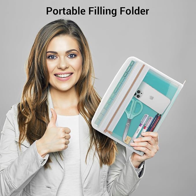 Mukawa 13 Pocket Expanding File Folder, Zipper Accordion File Folder, - Image 5