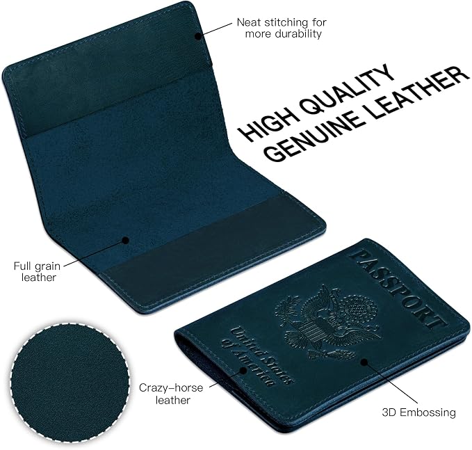 BIAOTIE Premium Leather Passport Holder Covers, Rfid Travel Wallet Passport - Image 2