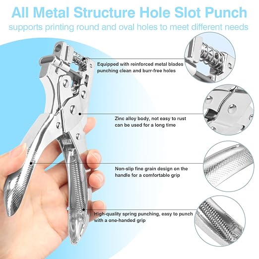 2 in 1 Badge Slot Hole Punch for ID Cards, Heavy Duty Hand Punch Metal Hole - Image 4