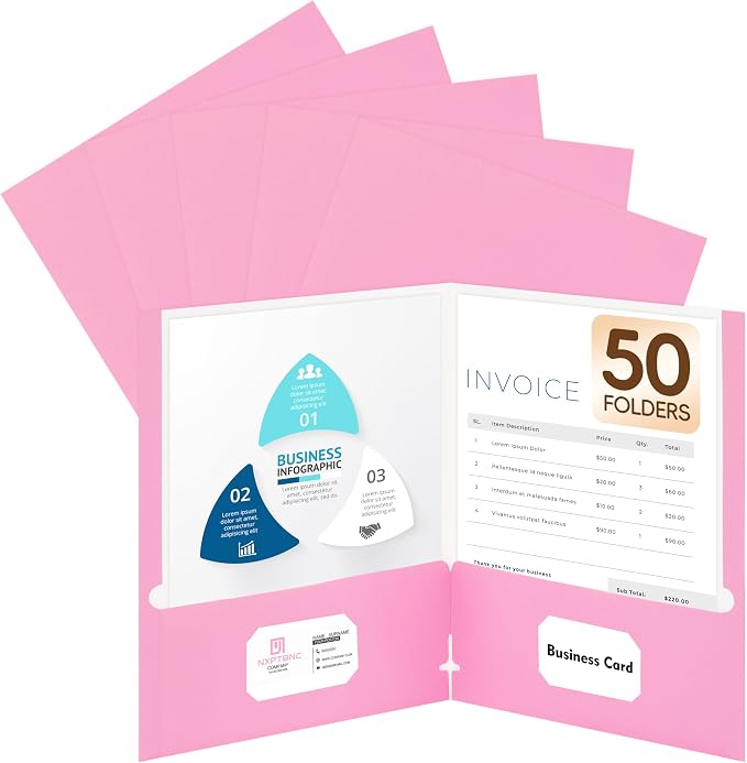 50 Packs Two Pocket Folders, Two Pocket File Folders by Unknown