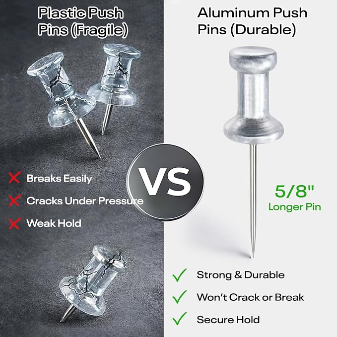 Optomni Premium Metal Push Pins 30 Pack – Aluminum Head Thumb Tacks - Image 3