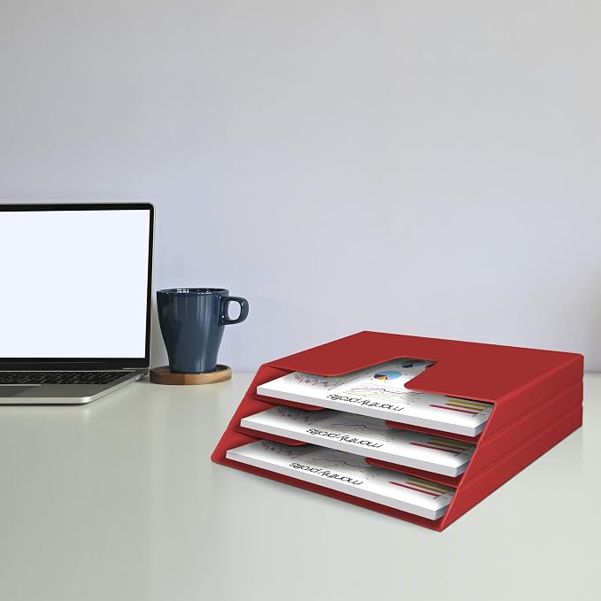 Acrimet Horizontal Triple File Folder Holder Organizer, Open Top Desktop - Image 3