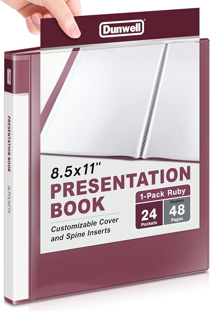 Dunwell Presentation Binder 24-Pocket, Displays 48 Pages, 8.5x11 Portfolio by Dunwell