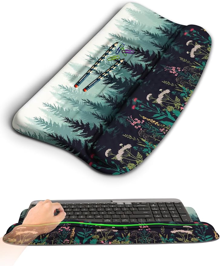 Ergonomic Wave Wrist Rest with Keyboard Stand, Cushioned Palm Rest, Comfortable by KUOSGM