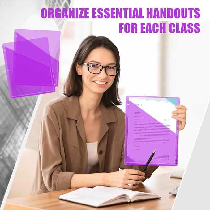 Seajan 48 Pcs Pocket Folders for 3 Ring Binder Clear Plastic Folders Sleeves - Image 5