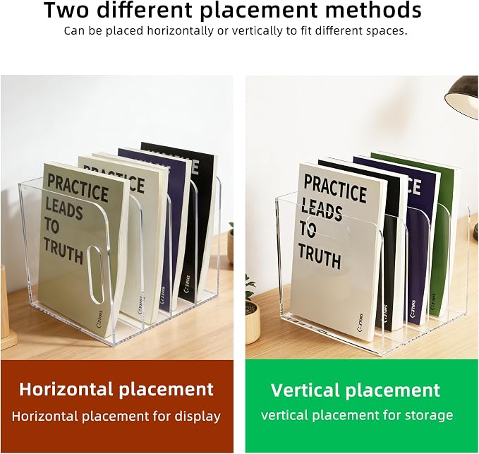 4 Vertical Compartments Clear Acrylic Magazine & File Holder – Multipurpose - Image 7