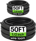 Wire Loom 1/4", 1/2 Inch x 50 FT, Split Wire Loom Tubing Wire Conduit, Cable by YesBes