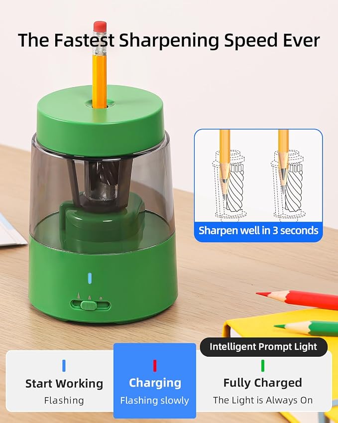ZMOL Electric Rechargeable Pencil Sharpener, Automatic Pencil Sharpeners - Image 6