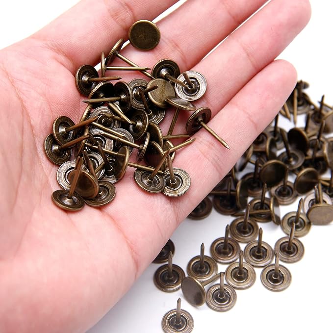 Piutouyar 17mm / 0.67 Inch Flat Head Thumb Tacks, Bronze Vintage Style - Image 5