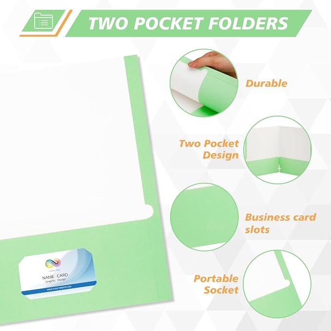 50 Packs Two Pocket Folders, Two Pocket File Folders - Image 3
