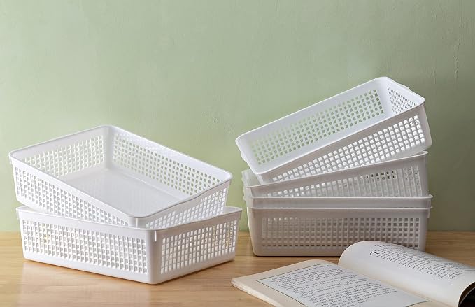 Eslite A4 Size Plastic Storage Basket, Desktop File Paper Letter Organizer Tray - Image 4