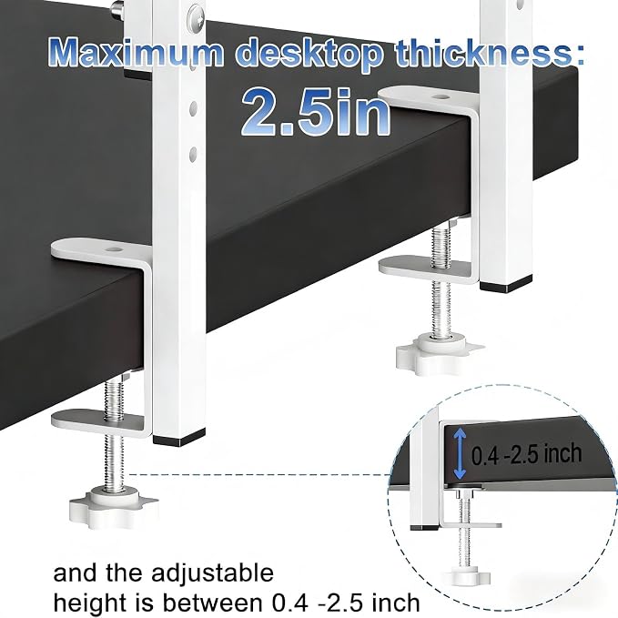 2-Tier Desk Shelf, Expandable Under Desk Storage, Clamp on Desk Shelf, Desktop - Image 4