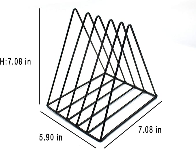 QPEY Triangle File Holder, 5 Slot Metal Vinyl Record Stand Holder Magazine - Image 2