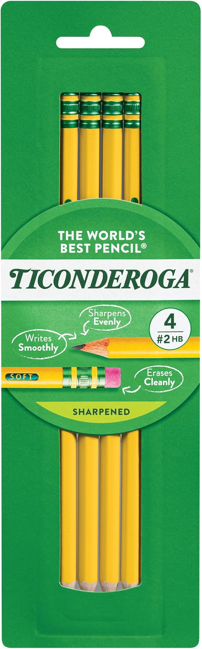 Ticonderoga Wood-Cased Pencils, Pre-Sharpened, 2 HB Soft by Ticonderoga