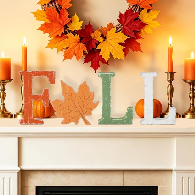 Fall Thanksgiving Decorations for Home, Retro Autumn Harvest Signs for Mantel - Image 7