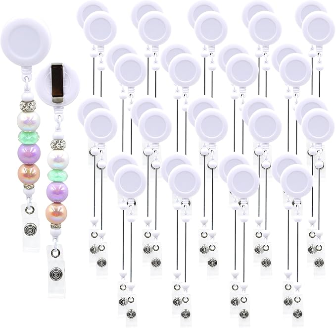 15pcs White Beadable Badge Reels Making Kits by Unknown