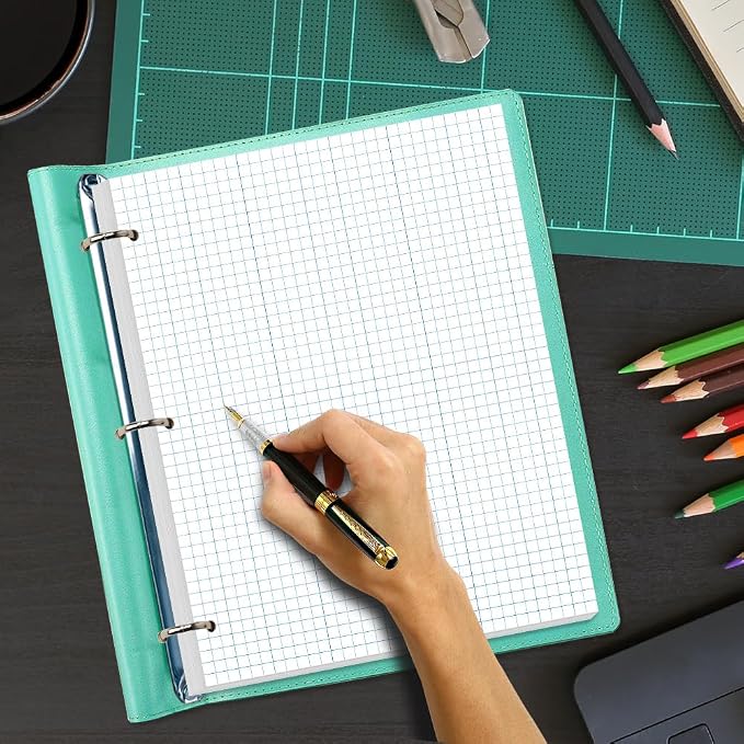 Grid Paper - 3 Hole Graph Paper, Letter Size 100 Sheets/200 Pages Loose-Leaf - Image 2