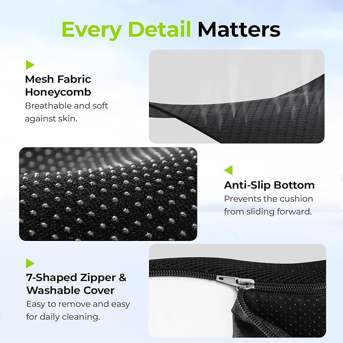 AUVON Ergonomic Donut Pillow Seat Cushion - Image 7