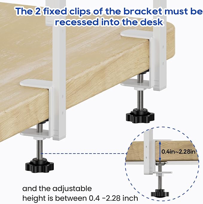 Clamp On Desk Shelf 2-Tier, Wood Shelving Unit - Image 4
