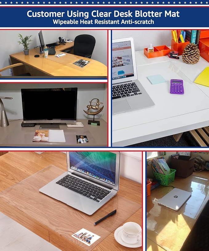 24 X 36 Inch Clear Large Desk Pad Blotter Home Office Table Protector on Top of - Image 5