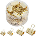 Gold Binder Clips, 100 Pack | Solid Metal, Stainless Steel Handle, Office by ZYFOFFICE