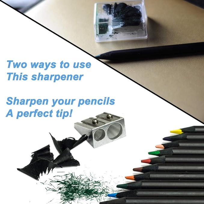 Pencil Sharpeners Metal Dual Double Hole Hand Held Sharpener - Image 3