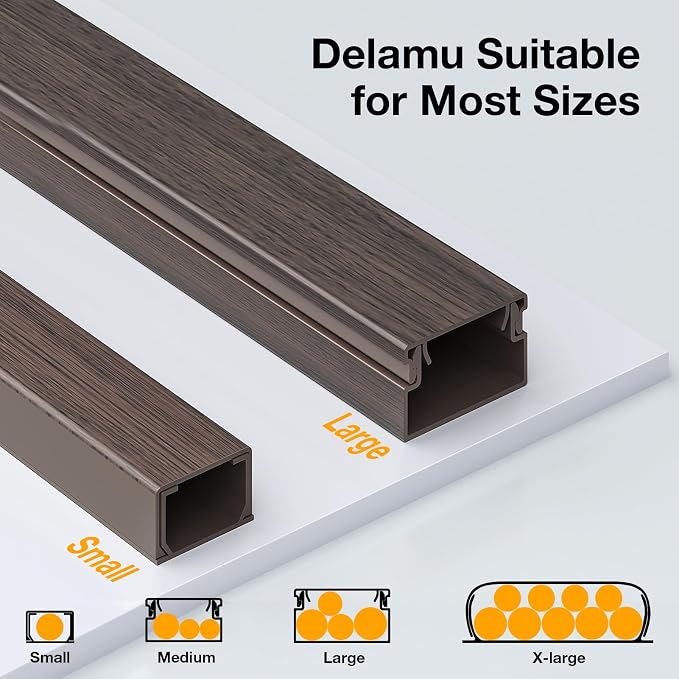 Delamu 157in Cord Covers for Wires on Wall, One-Cord Cord Hider, TV Cord Hider - Image 6