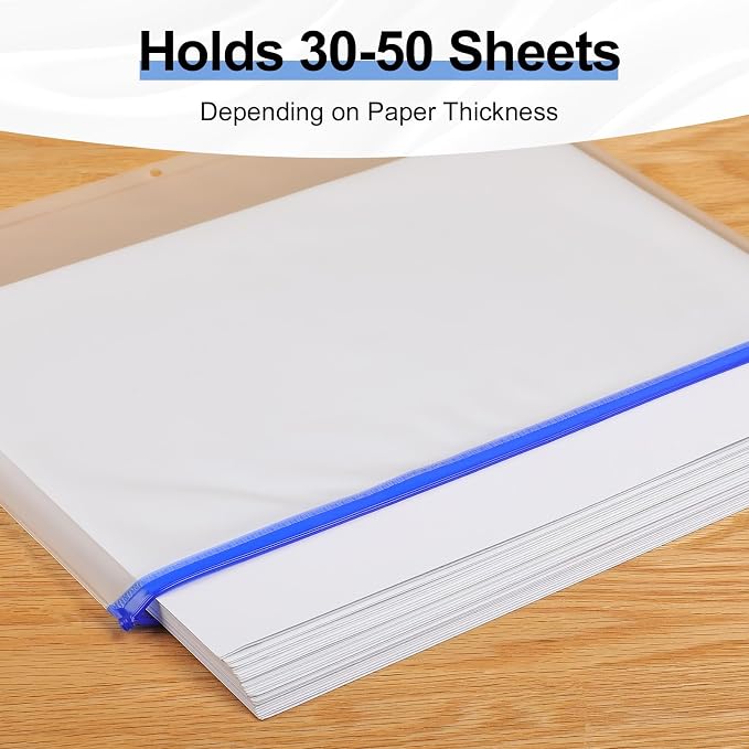 KTRIO 12 Pack Binder Pockets, 8.5 x 11 Colored Zipper Pouches - Image 5