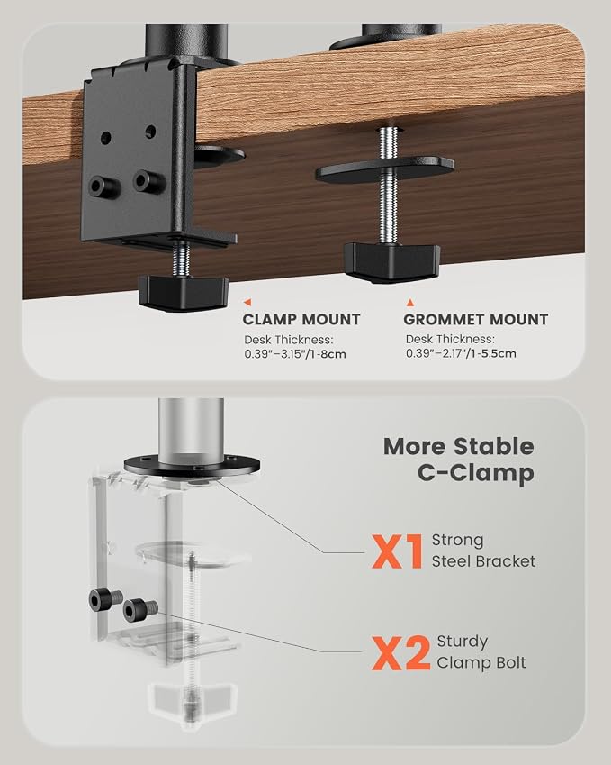 ErGear Dual Monitor Stand, Heavy Duty Adjustable Monitor Desk Mount - Image 10