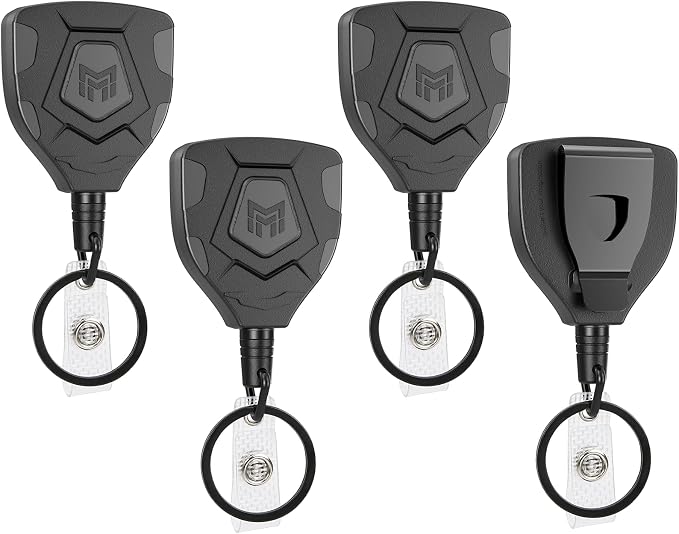MNGARISTA Heavy Duty Retractable Badge Reel, 8 oz 31.5'' Keychain, 4 Pack | by MNGARISTA