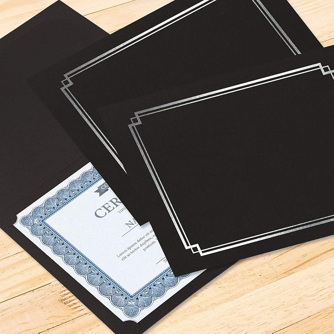Classic Black and Silver Foil Certificate Folders - Image 7