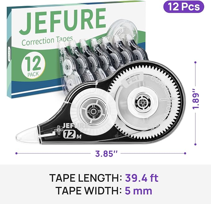 12 Pcs Correction Tape, 39.37 Ft White Wrong Out Tear-Resistant Bulk, Instant - Image 2
