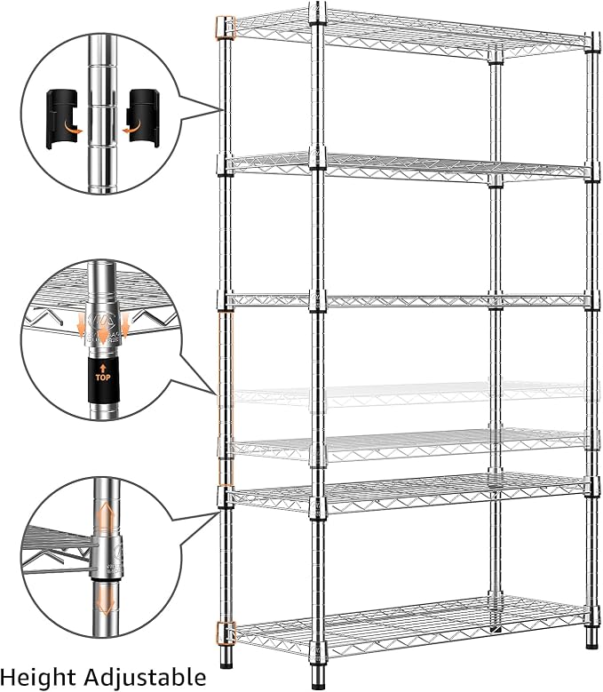 M MZG 1250 lbs Steel Heavy Duty 5-Tier Utility Shelving Unit Steel Organizer - Image 5