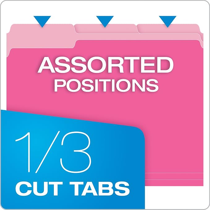 Pendaflex Pink File Folders, 100 Pack, Letter Size, Durable Pink Folders - Image 2