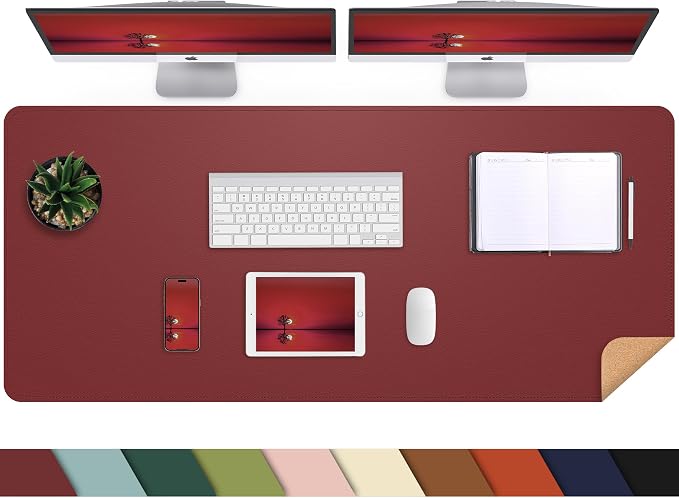 AFIING Leahter Desk Pad 47" x 17", Desk Cover mat | Natural Cork & PU Leather by AFIING